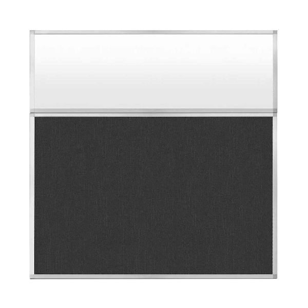 Hush Panel Configurable Cubicle Partition 6' x 6' W/ Window Black Fabric Frosted Window